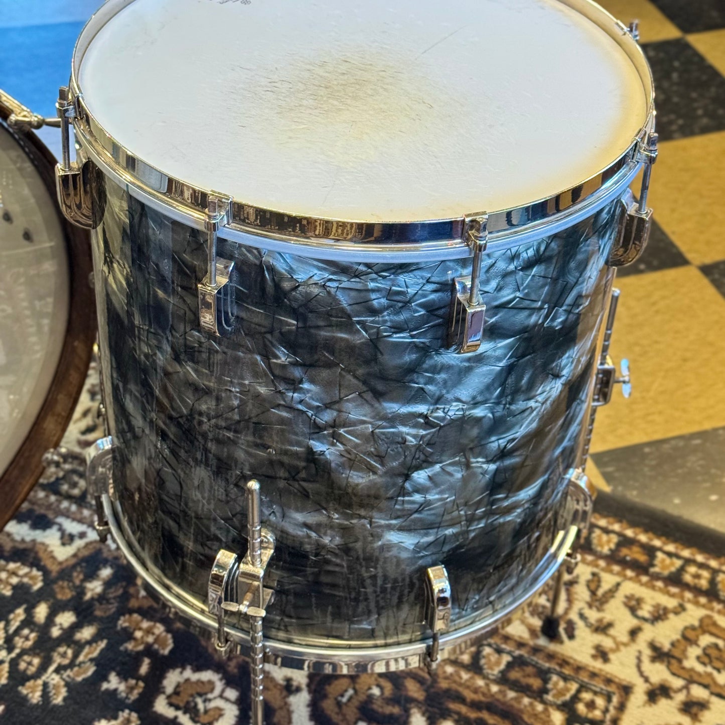VINTAGE 1940's Leedy Drum Set in Black Diamond Pearl - 14x24, 9x13, 16x16 & 7x14 Broadway Snare Drum