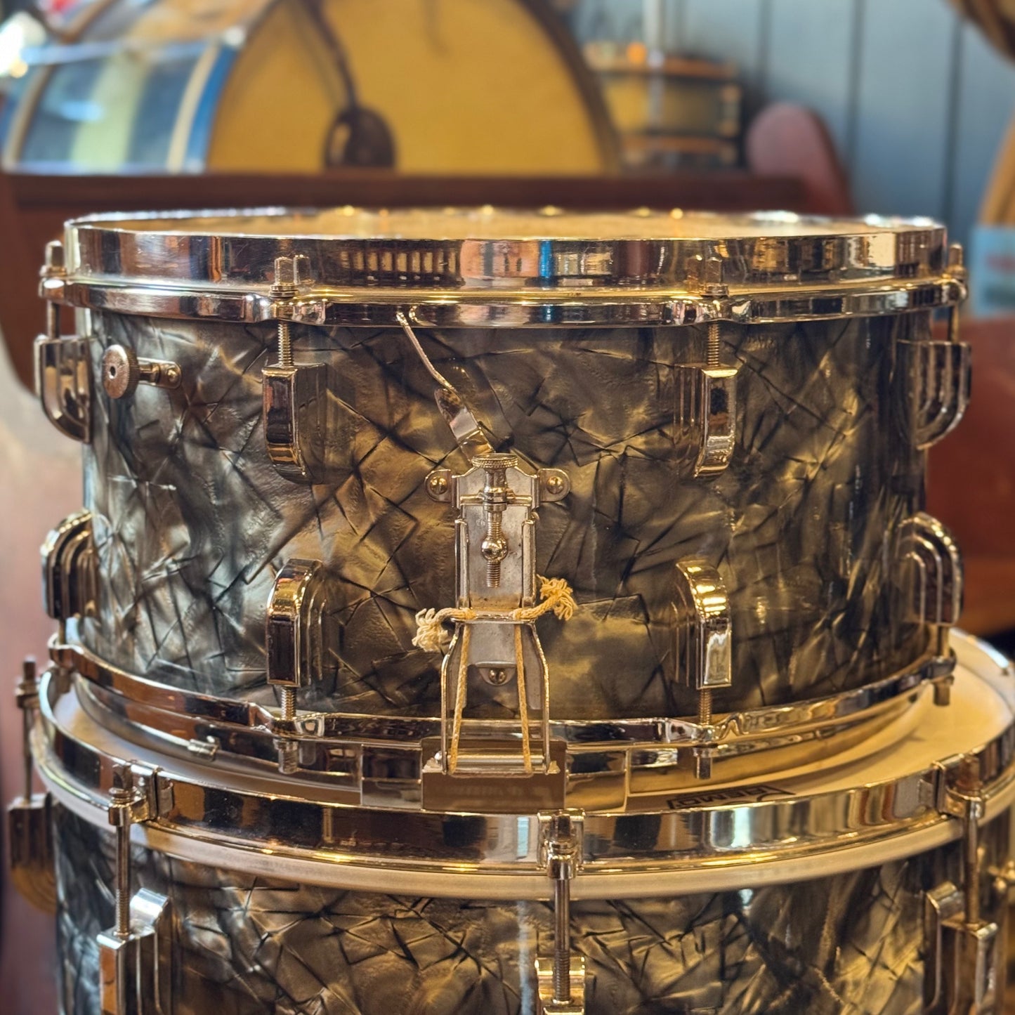 VINTAGE 1940's Leedy Drum Set in Black Diamond Pearl - 14x24, 9x13, 16x16 & 7x14 Broadway Snare Drum