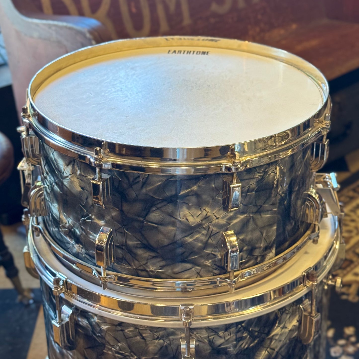 VINTAGE 1940's Leedy Drum Set in Black Diamond Pearl - 14x24, 9x13, 16x16 & 7x14 Broadway Snare Drum