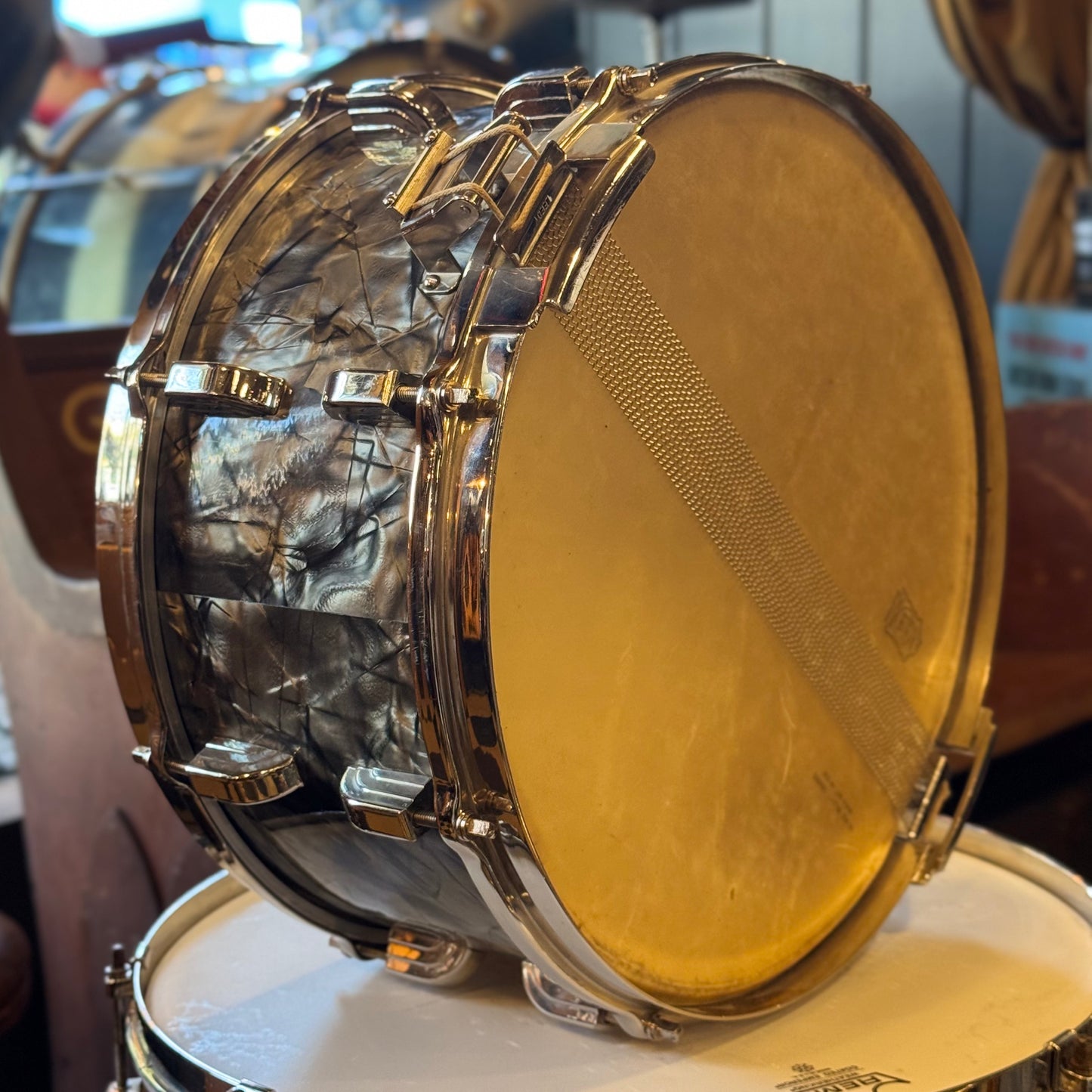 VINTAGE 1940's Leedy Drum Set in Black Diamond Pearl - 14x24, 9x13, 16x16 & 7x14 Broadway Snare Drum