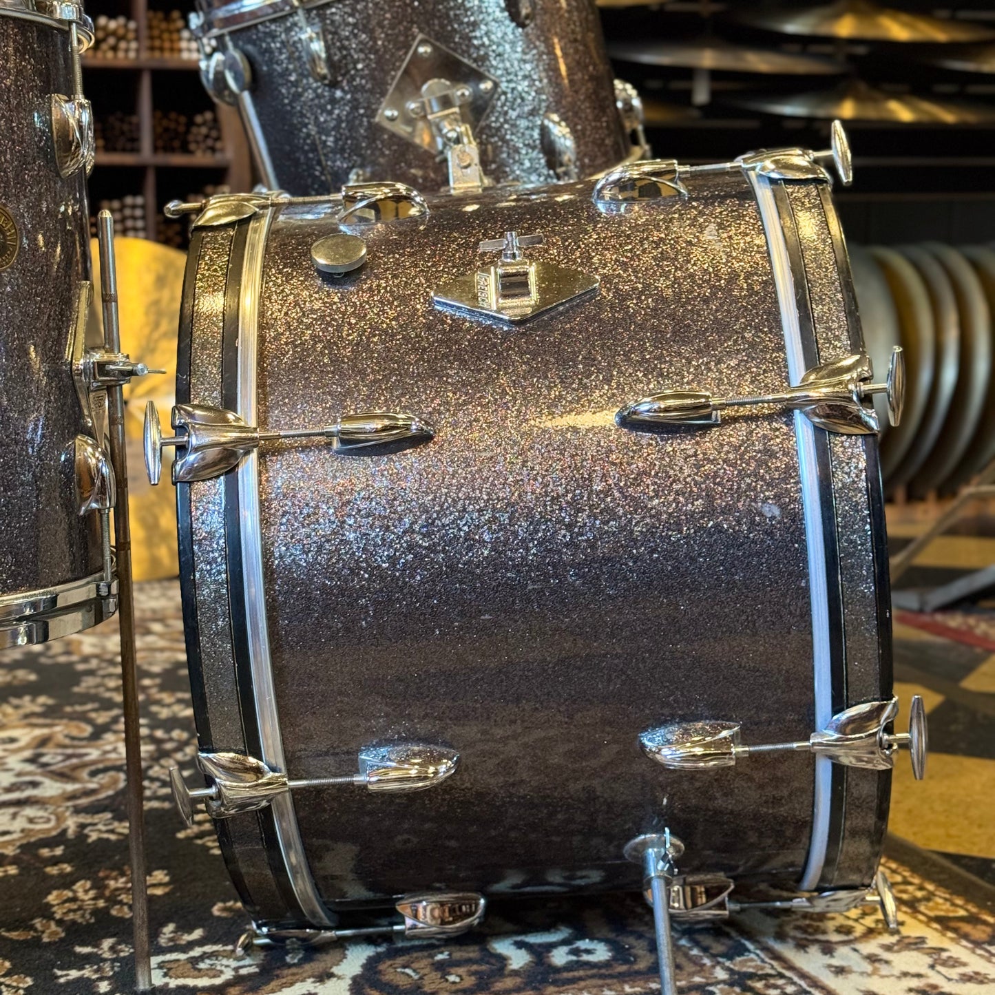 VINTAGE 1960's Gretsch Round Badge Drum Set in Starlight Sparkle - 14x20, 9x13, 14x14, 16x16, 5.5x14