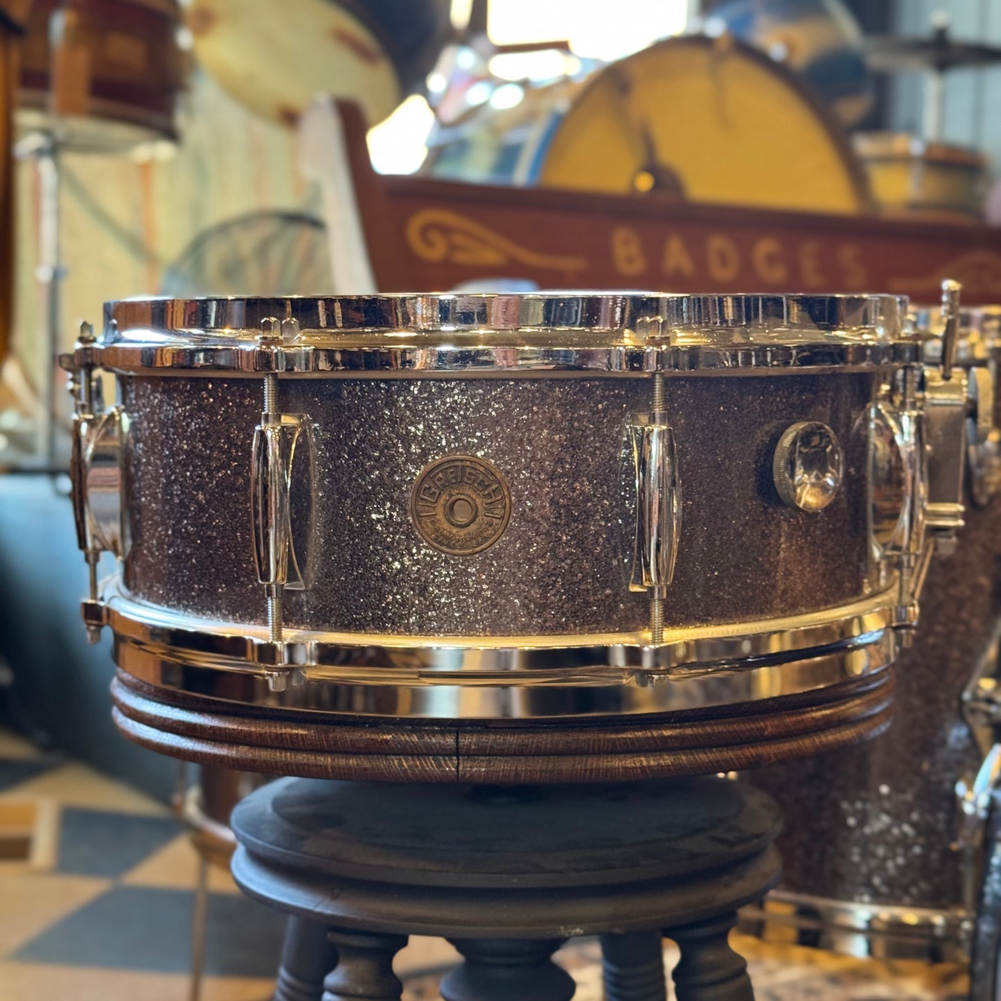 VINTAGE 1960's Gretsch Round Badge Drum Set in Starlight Sparkle - 14x20, 9x13, 14x14, 16x16, 5.5x14