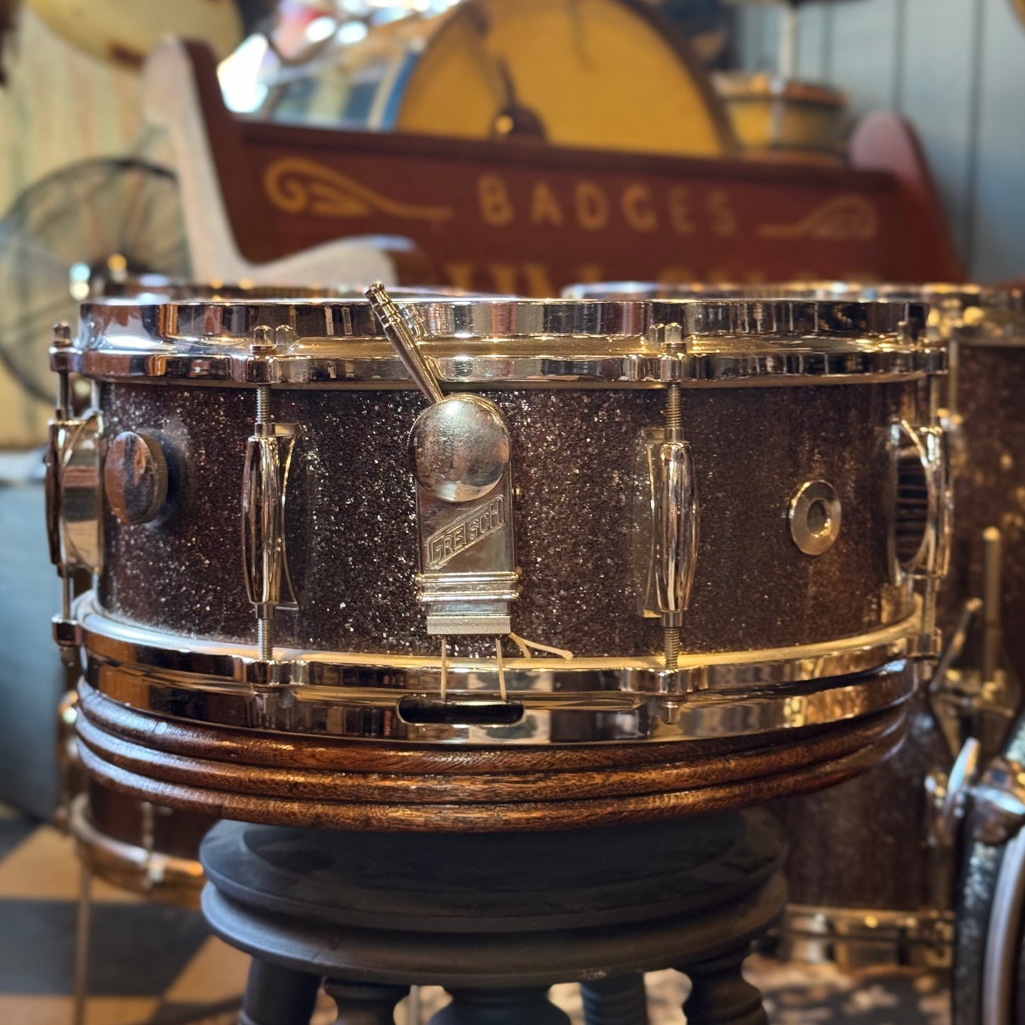 VINTAGE 1960's Gretsch Round Badge Drum Set in Starlight Sparkle - 14x20, 9x13, 14x14, 16x16, 5.5x14