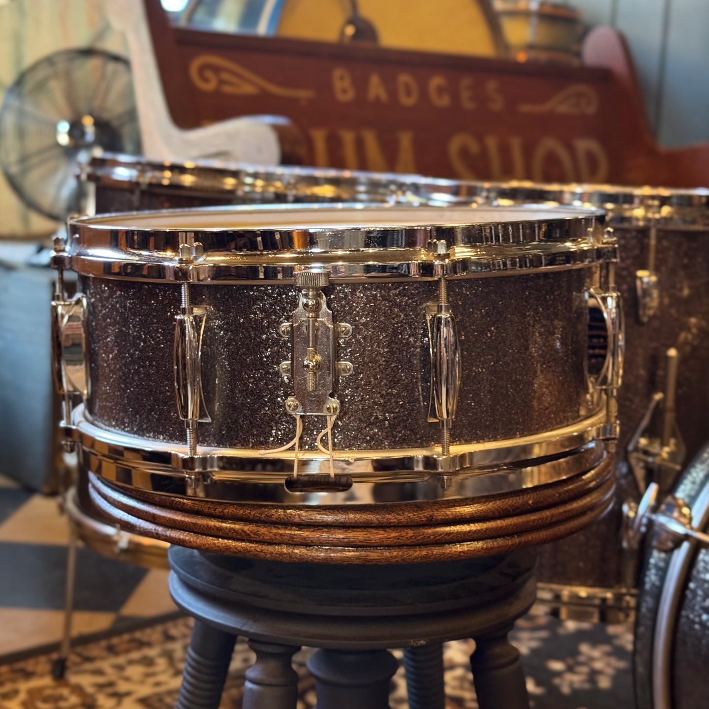 VINTAGE 1960's Gretsch Round Badge Drum Set in Starlight Sparkle - 14x20, 9x13, 14x14, 16x16, 5.5x14