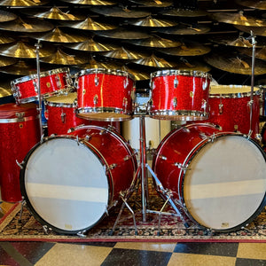 VINTAGE 1961-1962 Ludwig Pre-Serial No. 981 Blue Note Outfit in Red Sparkle w/ Canister Throne 14x20, 14x20, 8x12, 8x12, 16x16, 16x18