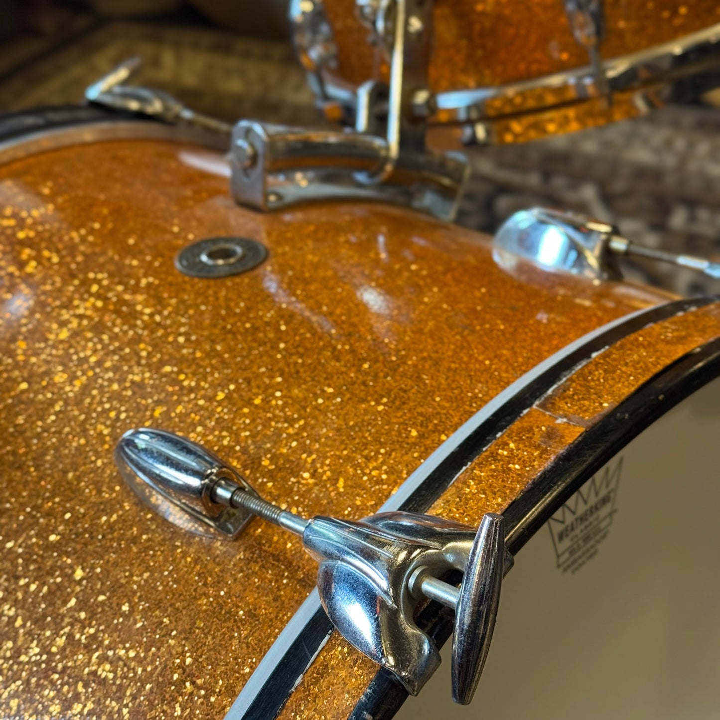 VINTAGE 1960's Gretsch Round Badge "Name Band" Outfit in Gold Sparkle - 14x22, 9x13, 16x16