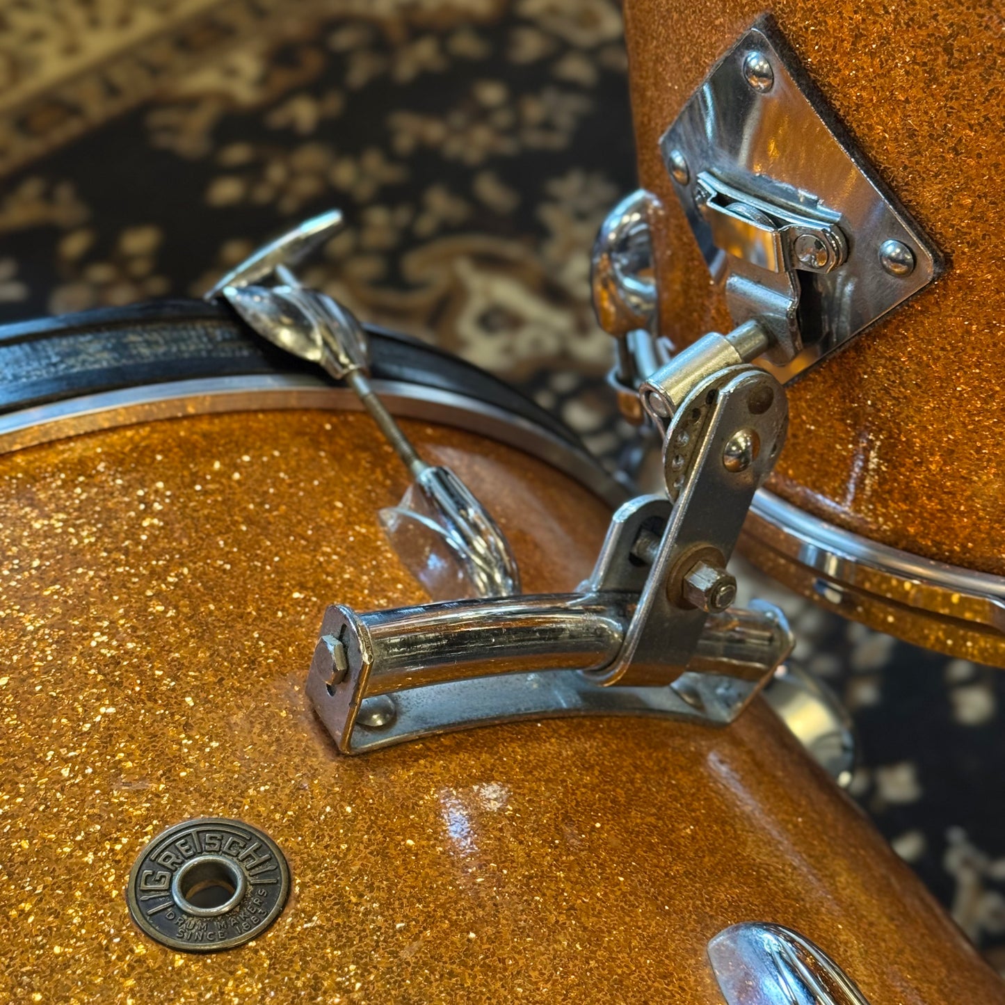 VINTAGE 1960's Gretsch Round Badge "Name Band" Outfit in Gold Sparkle - 14x22, 9x13, 16x16
