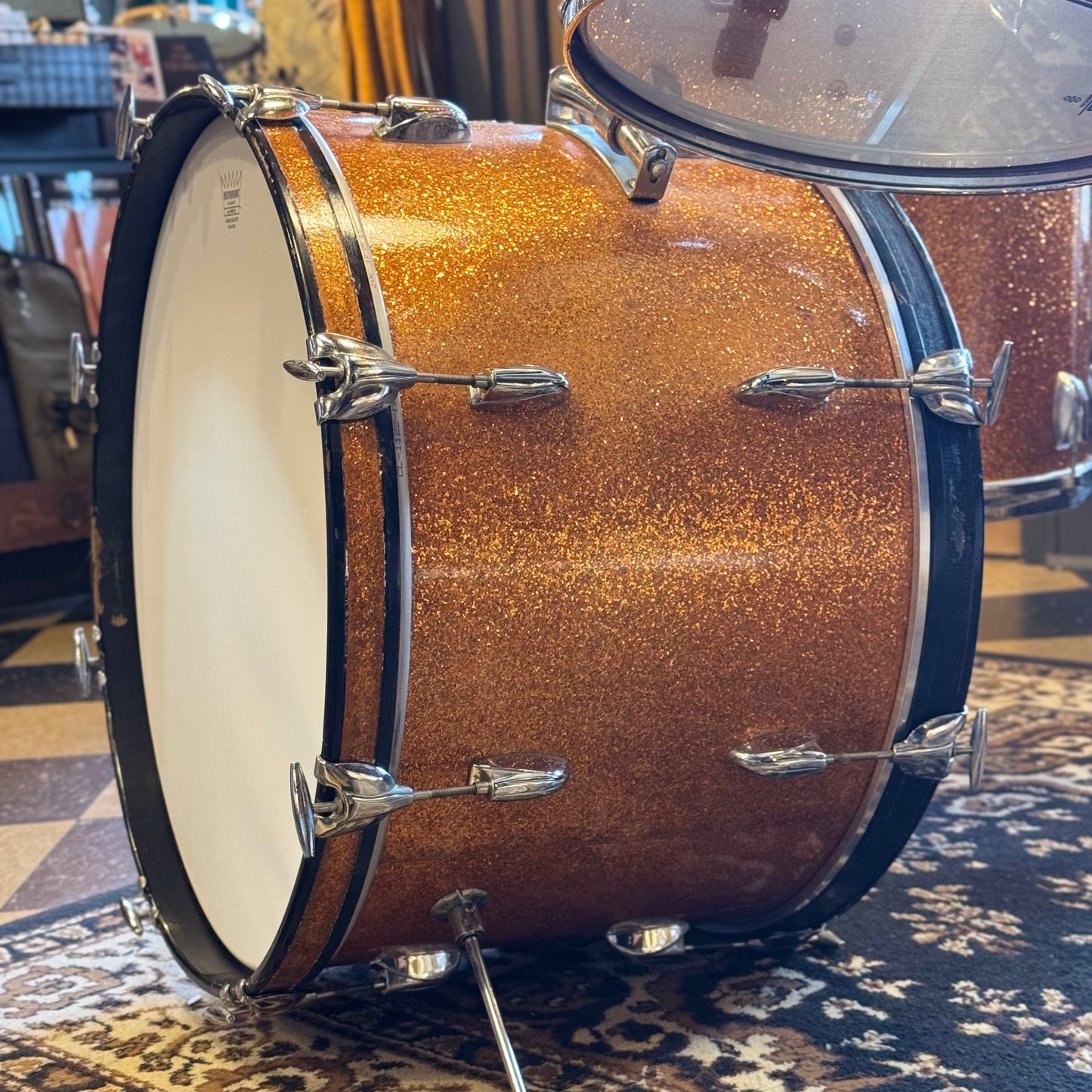 VINTAGE 1960's Gretsch Round Badge "Name Band" Outfit in Gold Sparkle - 14x22, 9x13, 16x16
