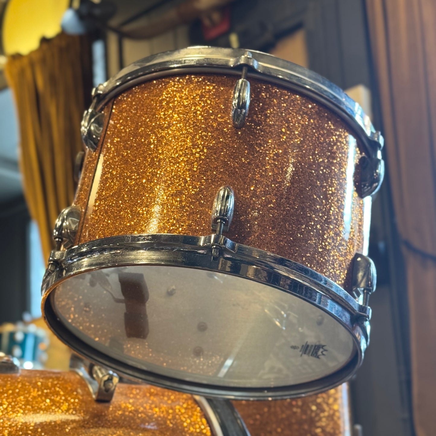 VINTAGE 1960's Gretsch Round Badge "Name Band" Outfit in Gold Sparkle - 14x22, 9x13, 16x16