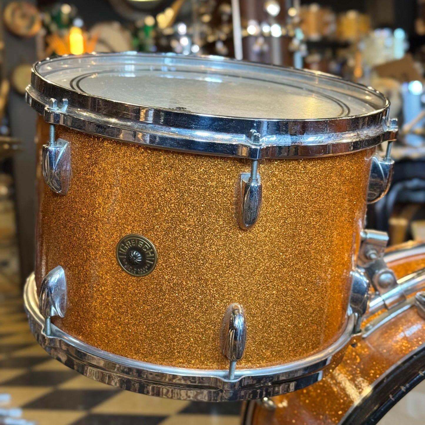 VINTAGE 1960's Gretsch Round Badge "Name Band" Outfit in Gold Sparkle - 14x22, 9x13, 16x16