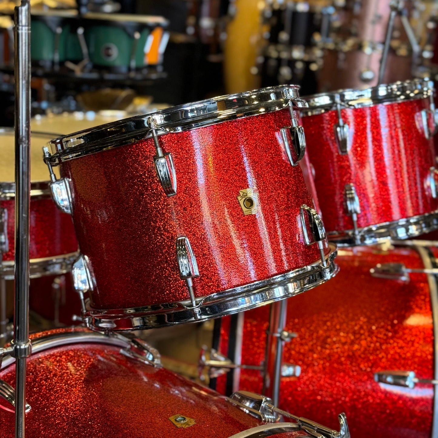 VINTAGE 1961-1962 Ludwig Pre-Serial No. 981 Blue Note Outfit in Red Sparkle w/ Canister Throne 14x20, 14x20, 8x12, 8x12, 16x16, 16x18