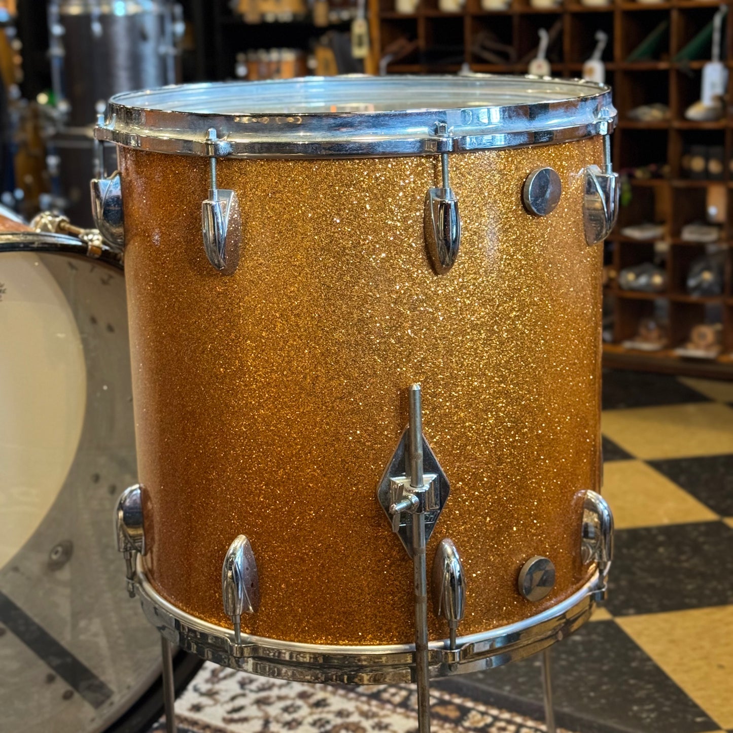 VINTAGE 1960's Gretsch Round Badge "Name Band" Outfit in Gold Sparkle - 14x22, 9x13, 16x16