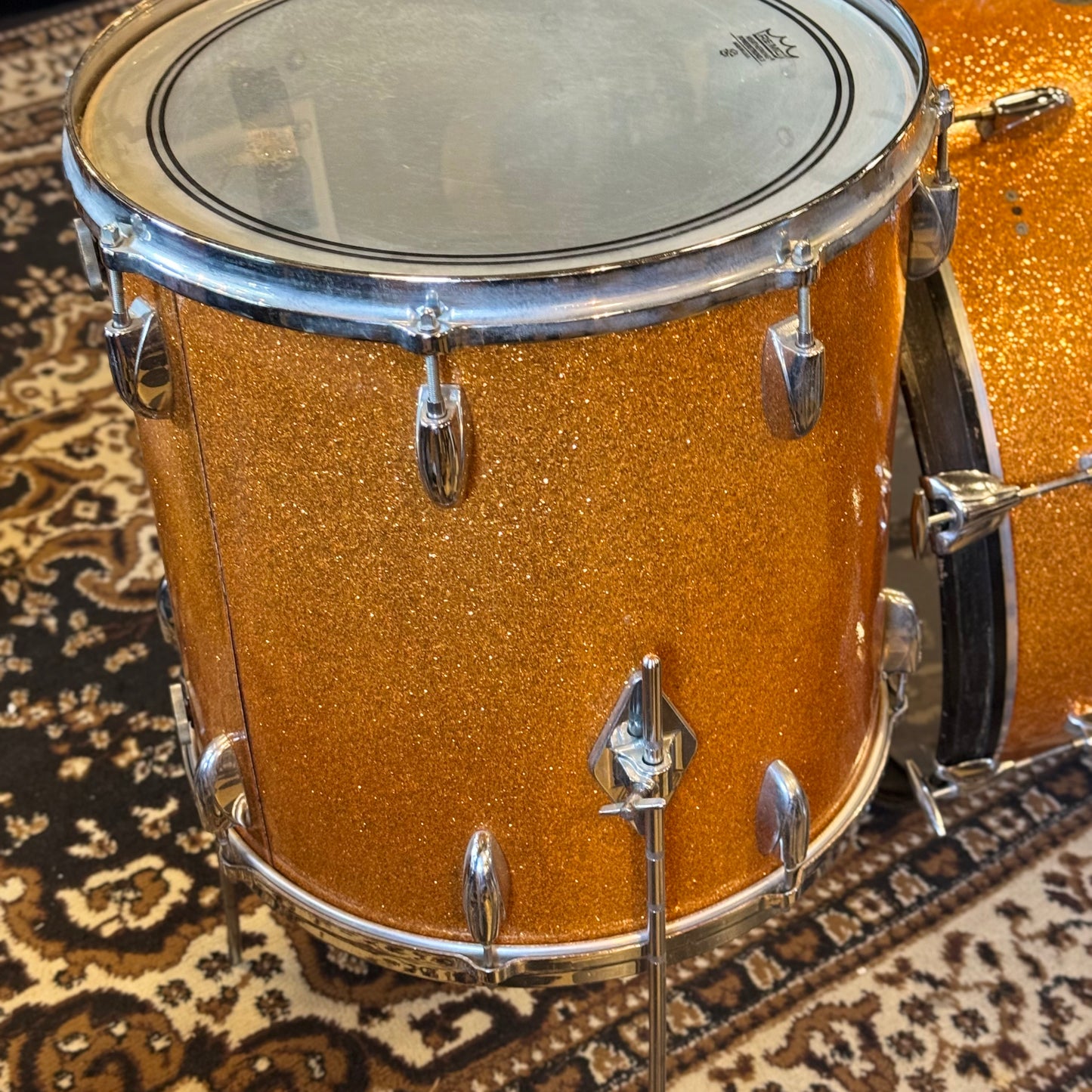 VINTAGE 1960's Gretsch Round Badge "Name Band" Outfit in Gold Sparkle - 14x22, 9x13, 16x16