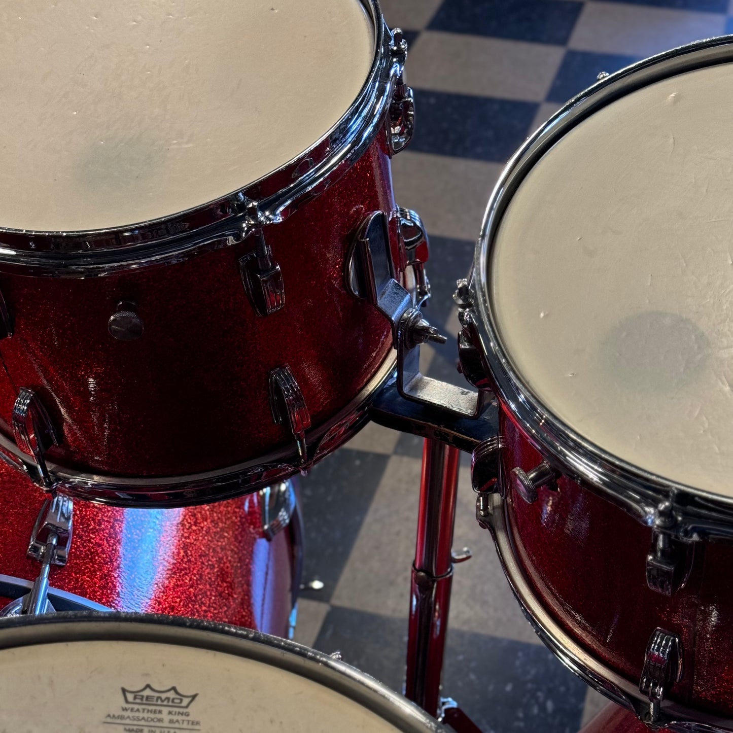 VINTAGE 1961-1962 Ludwig Pre-Serial No. 981 Blue Note Outfit in Red Sparkle w/ Canister Throne 14x20, 14x20, 8x12, 8x12, 16x16, 16x18