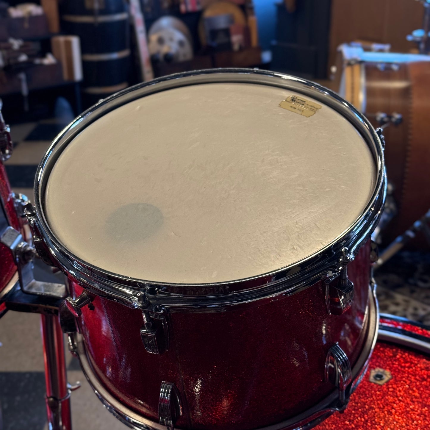 VINTAGE 1961-1962 Ludwig Pre-Serial No. 981 Blue Note Outfit in Red Sparkle w/ Canister Throne 14x20, 14x20, 8x12, 8x12, 16x16, 16x18