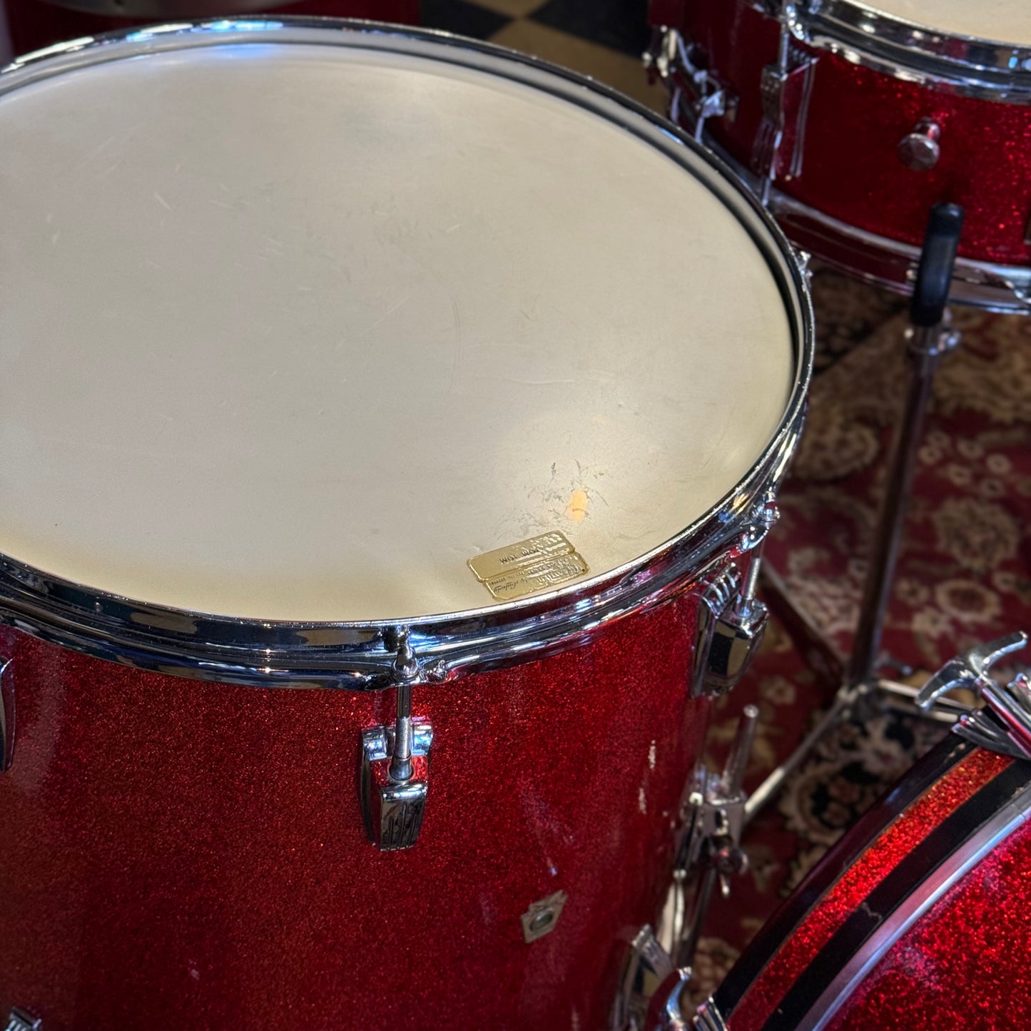 VINTAGE 1961-1962 Ludwig Pre-Serial No. 981 Blue Note Outfit in Red Sparkle w/ Canister Throne 14x20, 14x20, 8x12, 8x12, 16x16, 16x18