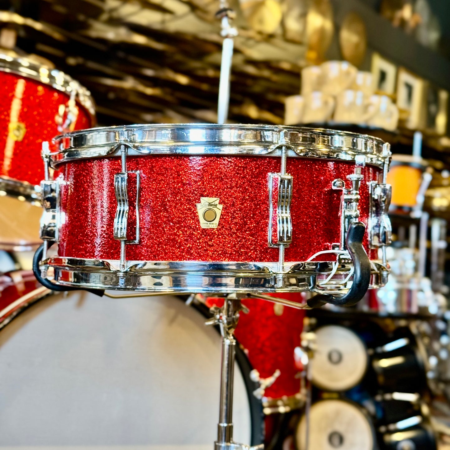 VINTAGE 1961-1962 Ludwig Pre-Serial No. 981 Blue Note Outfit in Red Sparkle w/ Canister Throne 14x20, 14x20, 8x12, 8x12, 16x16, 16x18