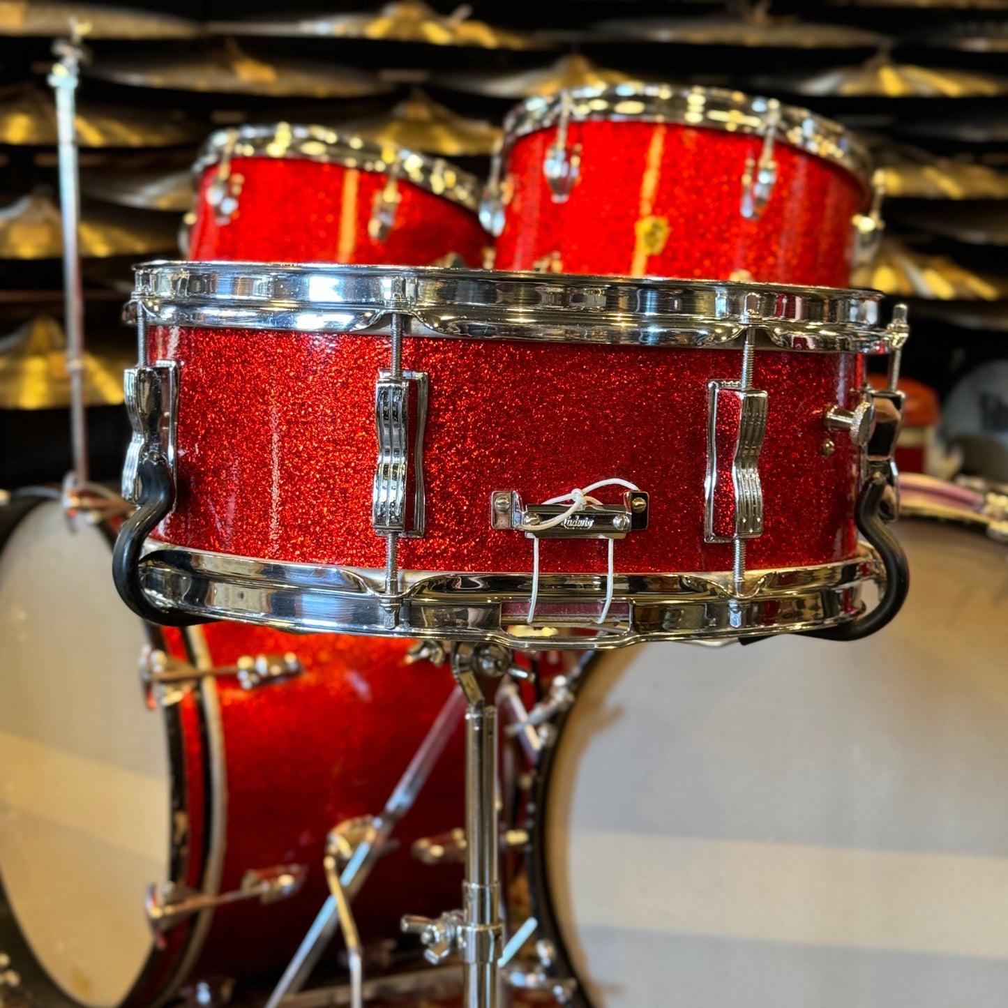 VINTAGE 1961-1962 Ludwig Pre-Serial No. 981 Blue Note Outfit in Red Sparkle w/ Canister Throne 14x20, 14x20, 8x12, 8x12, 16x16, 16x18