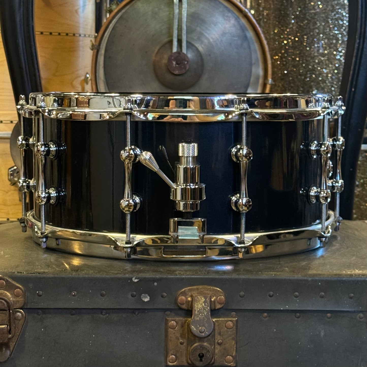 USED Ahead 6.5x14 Steam Bent Solid Shell Maple Snare Drum in Black Lacquer