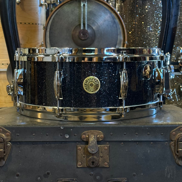 NEW Gretsch 5.5x14 USA Custom Snare Drum in Black Glass Glitter with Tone Control & Micro Sensitive