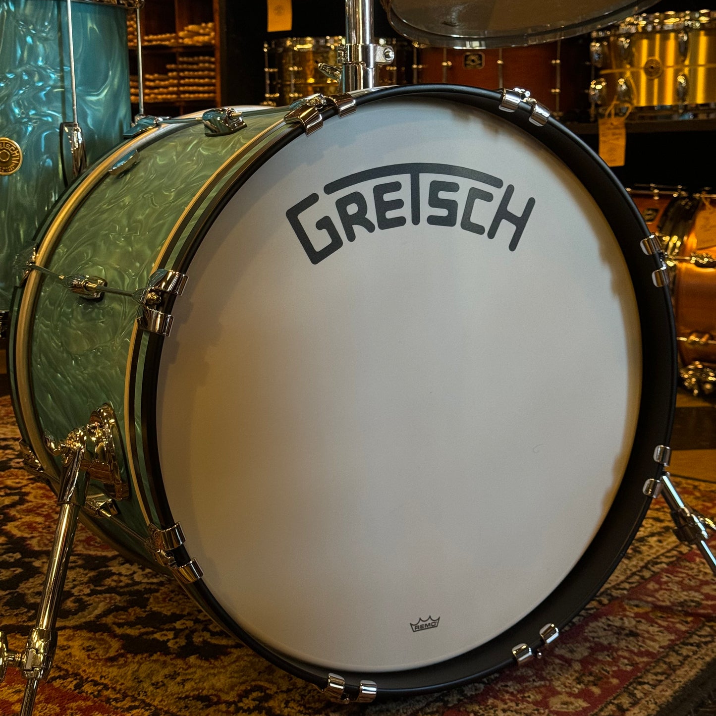 USED Gretsch Broadkaster Heritage Build in Satin Aqua Flame - 14x20, 8x12, 14x14