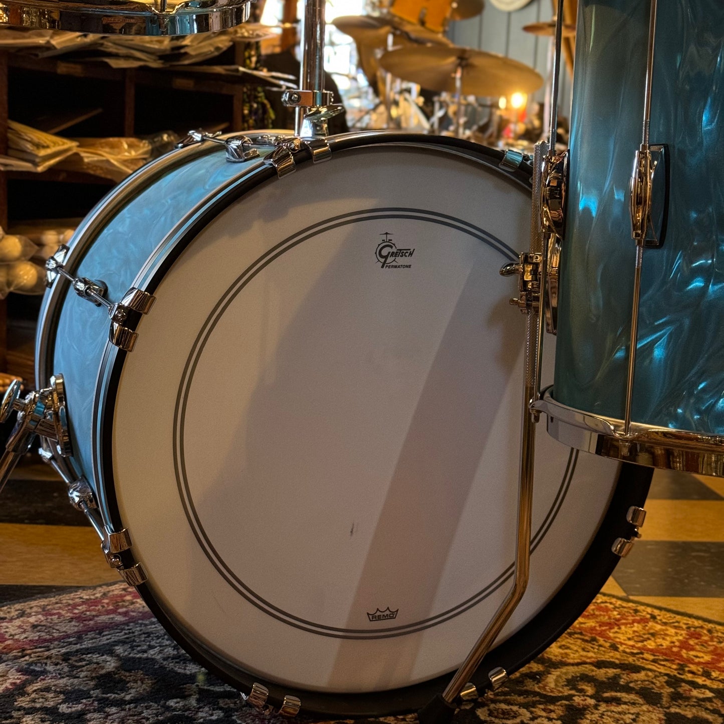 USED Gretsch Broadkaster Heritage Build in Satin Aqua Flame - 14x20, 8x12, 14x14