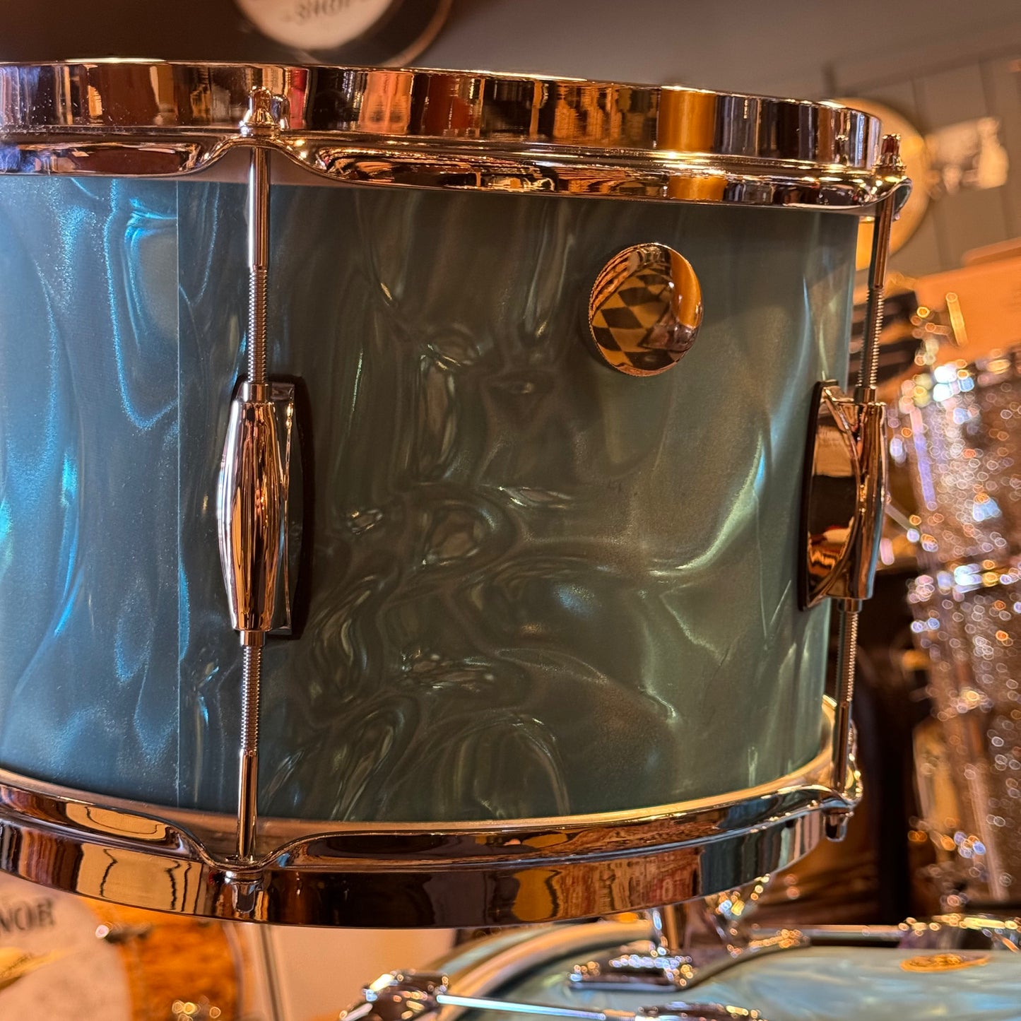 USED Gretsch Broadkaster Heritage Build in Satin Aqua Flame - 14x20, 8x12, 14x14