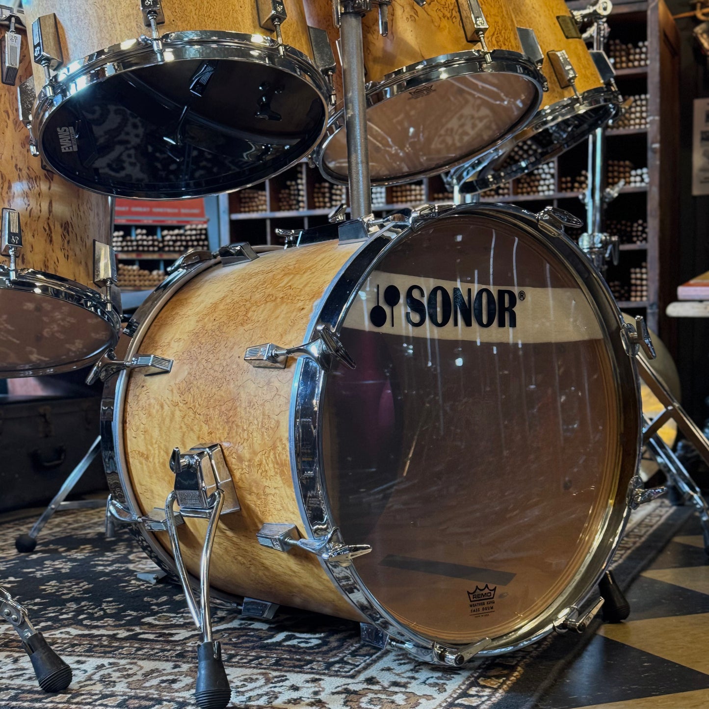 VINTAGE 1980's Sonor Signature Horst Link Heavy Beech Drum Set in Scandinavian Maserbirke - 20x20, 8x8, 10x10, 12x12, 13x13, 14x14, 15x15, 16x16