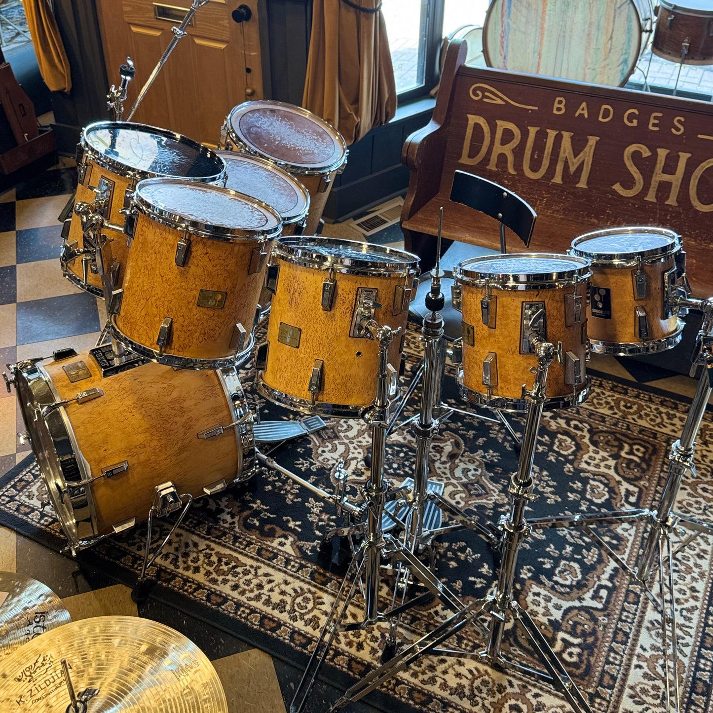VINTAGE 1980's Sonor Signature Horst Link Heavy Beech Drum Set in Scandinavian Maserbirke - 20x20, 8x8, 10x10, 12x12, 13x13, 14x14, 15x15, 16x16