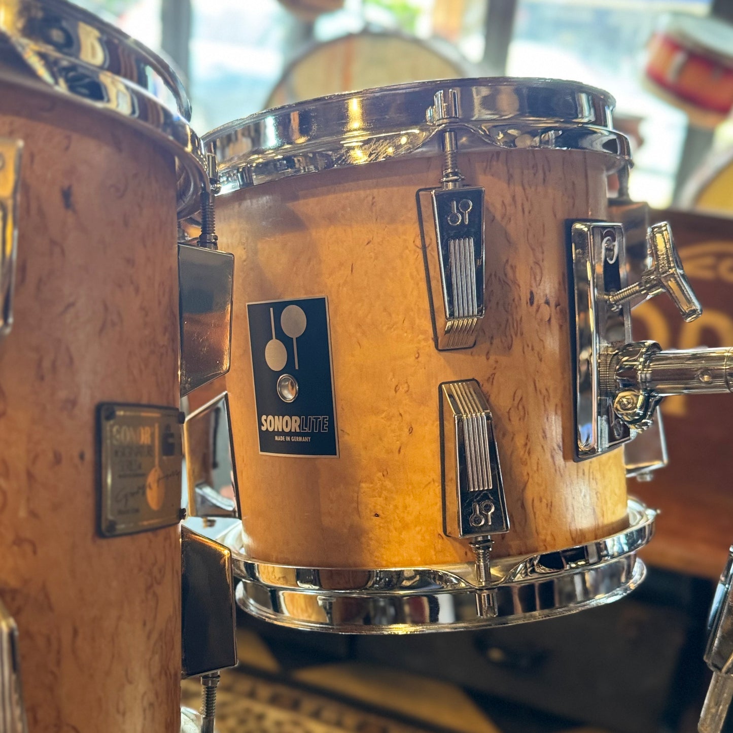 VINTAGE 1980's Sonor Signature Horst Link Heavy Beech Drum Set in Scandinavian Maserbirke - 20x20, 8x8, 10x10, 12x12, 13x13, 14x14, 15x15, 16x16