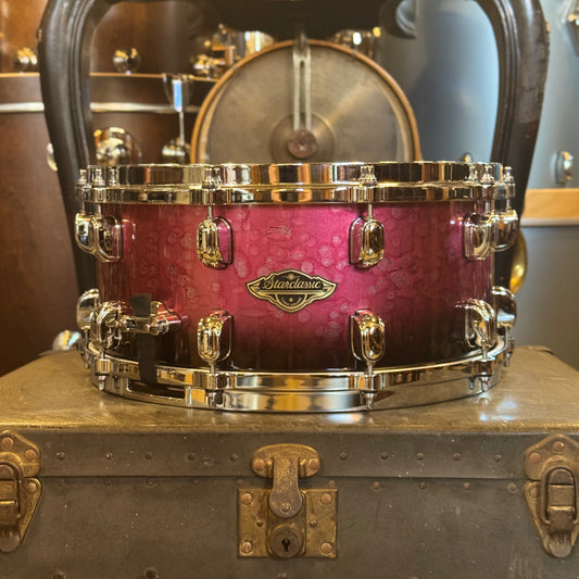 USED Tama 6.5x14 Starclassic Walnut/Birch Snare Drum in Molten Raspberry Burst