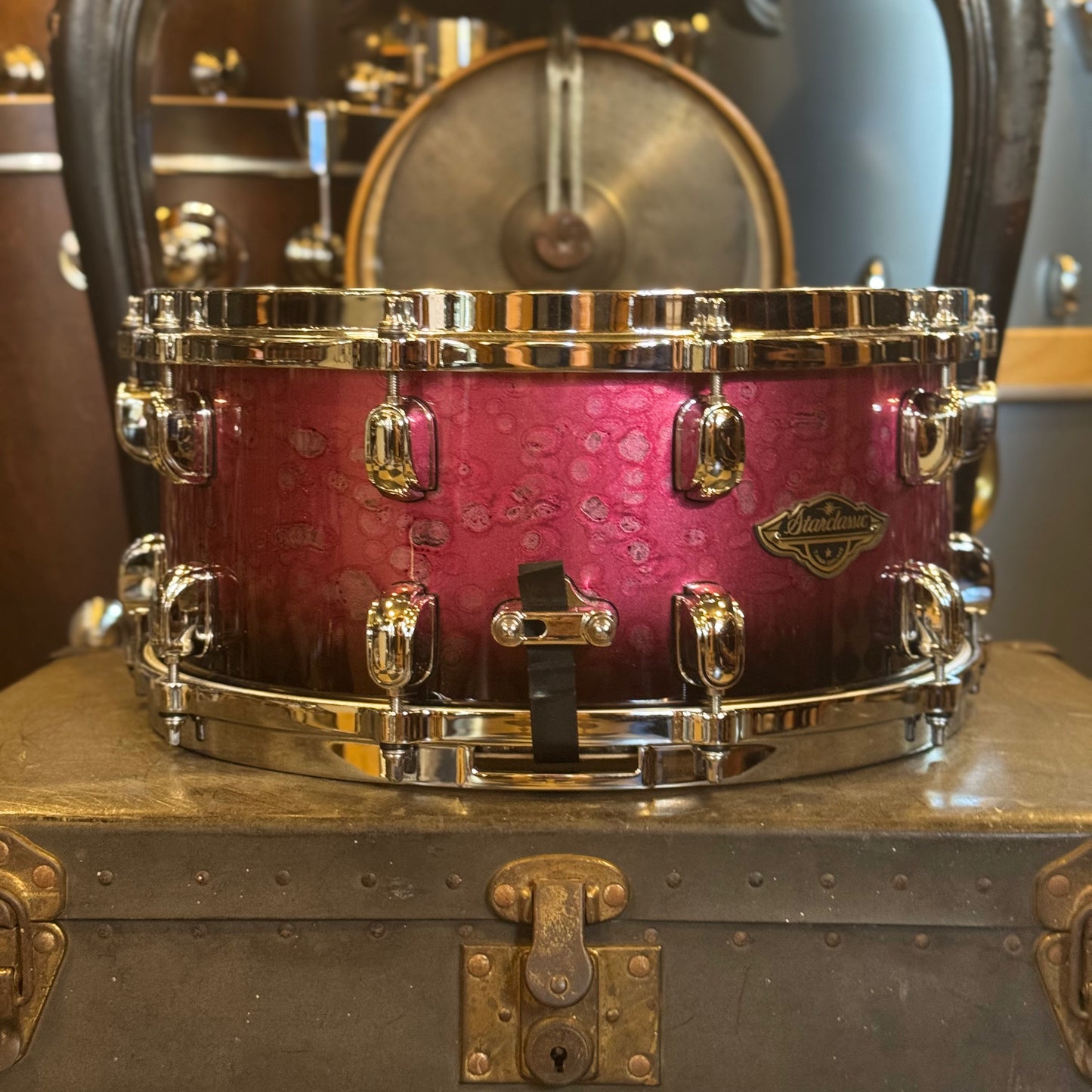 USED Tama 6.5x14 Starclassic Walnut/Birch Snare Drum in Molten Raspberry Burst