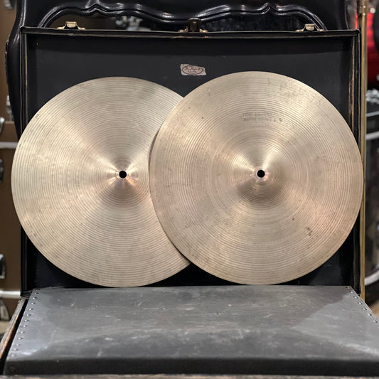 VINTAGE 1970's A. Zildjian 15" New Beat Hollow Logo Hi-Hat Cymbals - 1364/1524