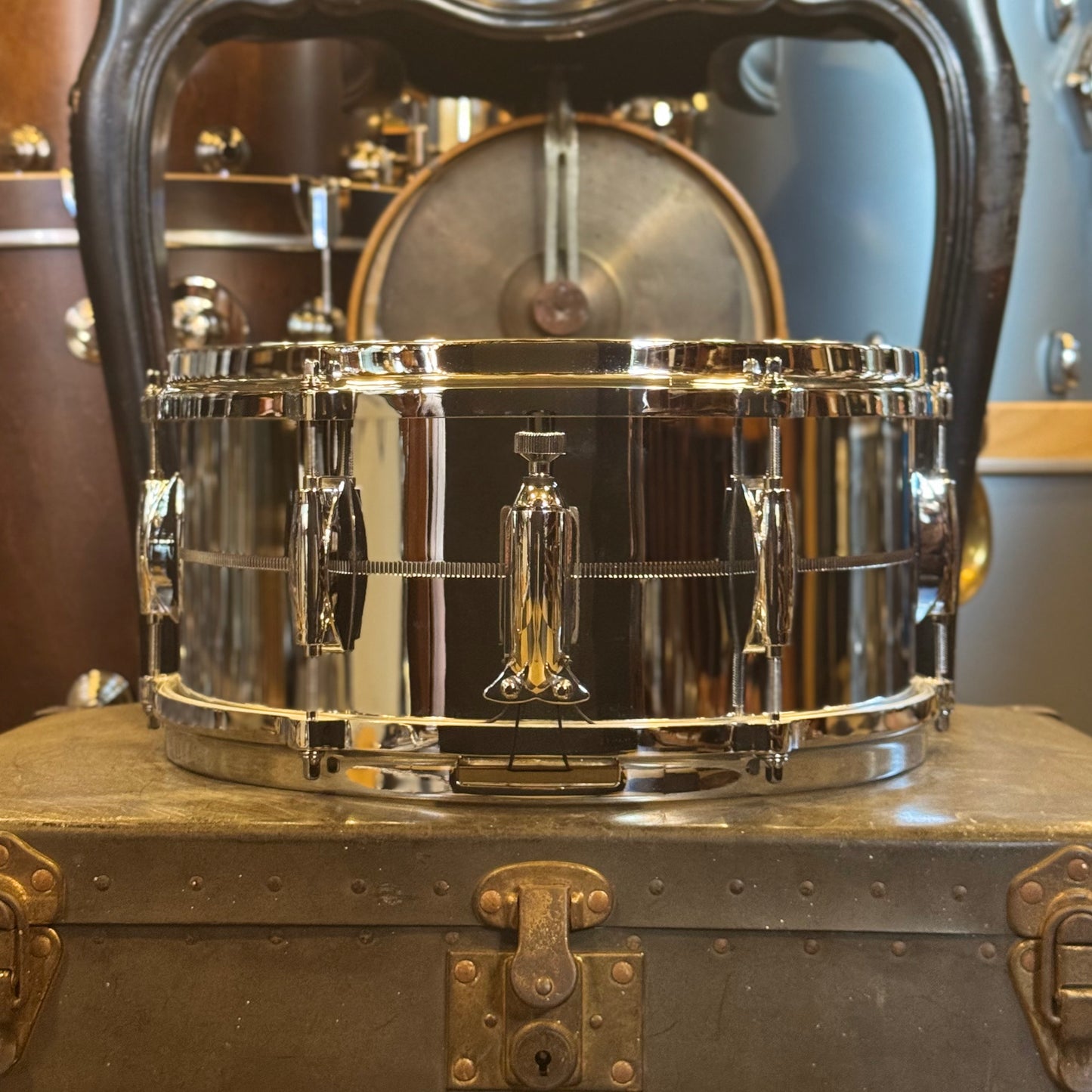 USED Gretsch 6x13 USA Custom Chrome over Brass Snare Drum
