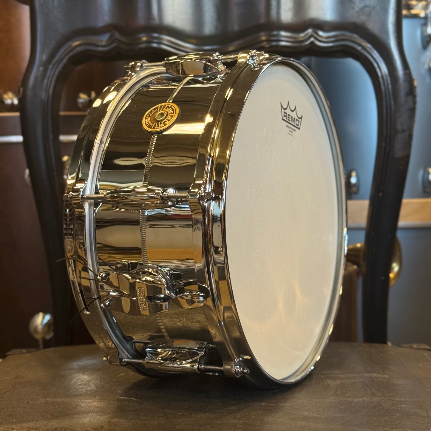 USED Gretsch 6x13 USA Custom Chrome over Brass Snare Drum