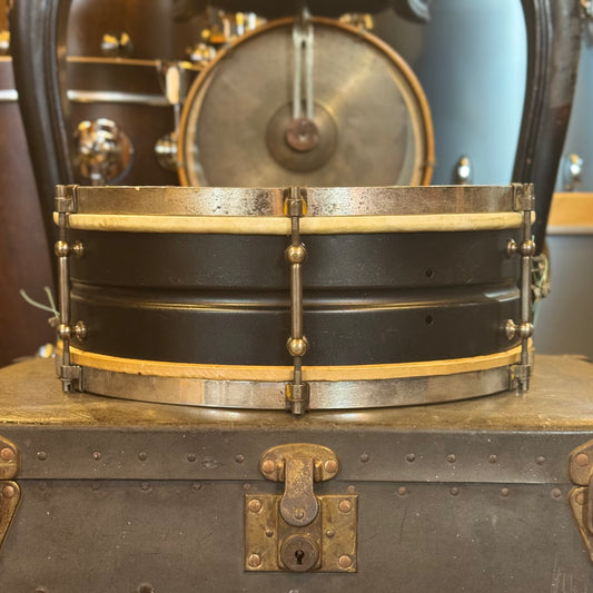 VINTAGE 1920's Leedy 5x14 Utility Snare Drum in Black Enamel