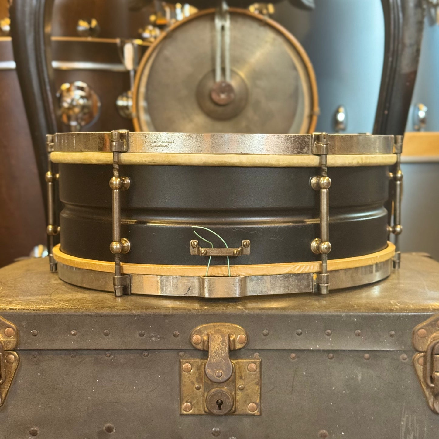 VINTAGE 1920's Leedy 5x14 Utility Snare Drum in Black Enamel