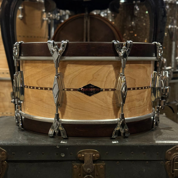 USED Craviotto 6.5x14 Custom Shop Super Swing Maple - Natural Oil w/ Walnut Inlay, Satin Mahogany Hoops, & 45 Degree Edges