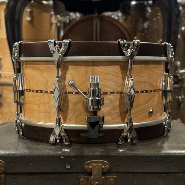 USED Craviotto 6.5x14 Custom Shop Super Swing Maple - Natural Oil w/ Walnut Inlay, Satin Mahogany Hoops, & 45 Degree Edges