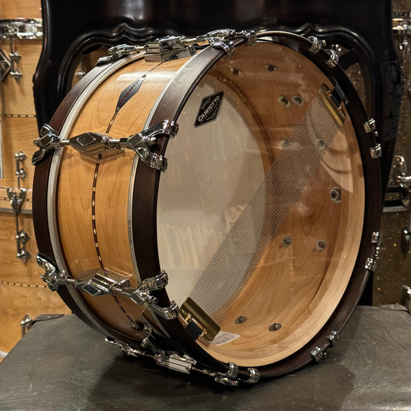 USED Craviotto 6.5x14 Custom Shop Super Swing Maple - Natural Oil w/ Walnut Inlay, Satin Mahogany Hoops, & 45 Degree Edges