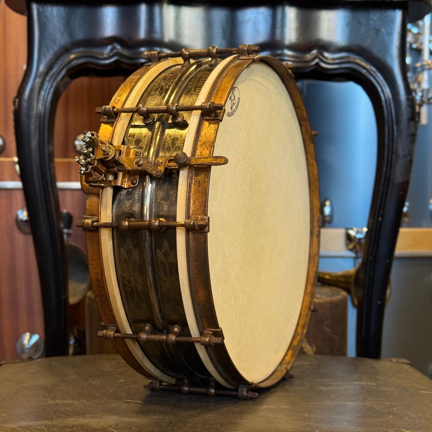 VINTAGE 1927 Ludwig 4x14 De Luxe Super Ludwig "Black Beauty" Super Sensitive Dance Model
