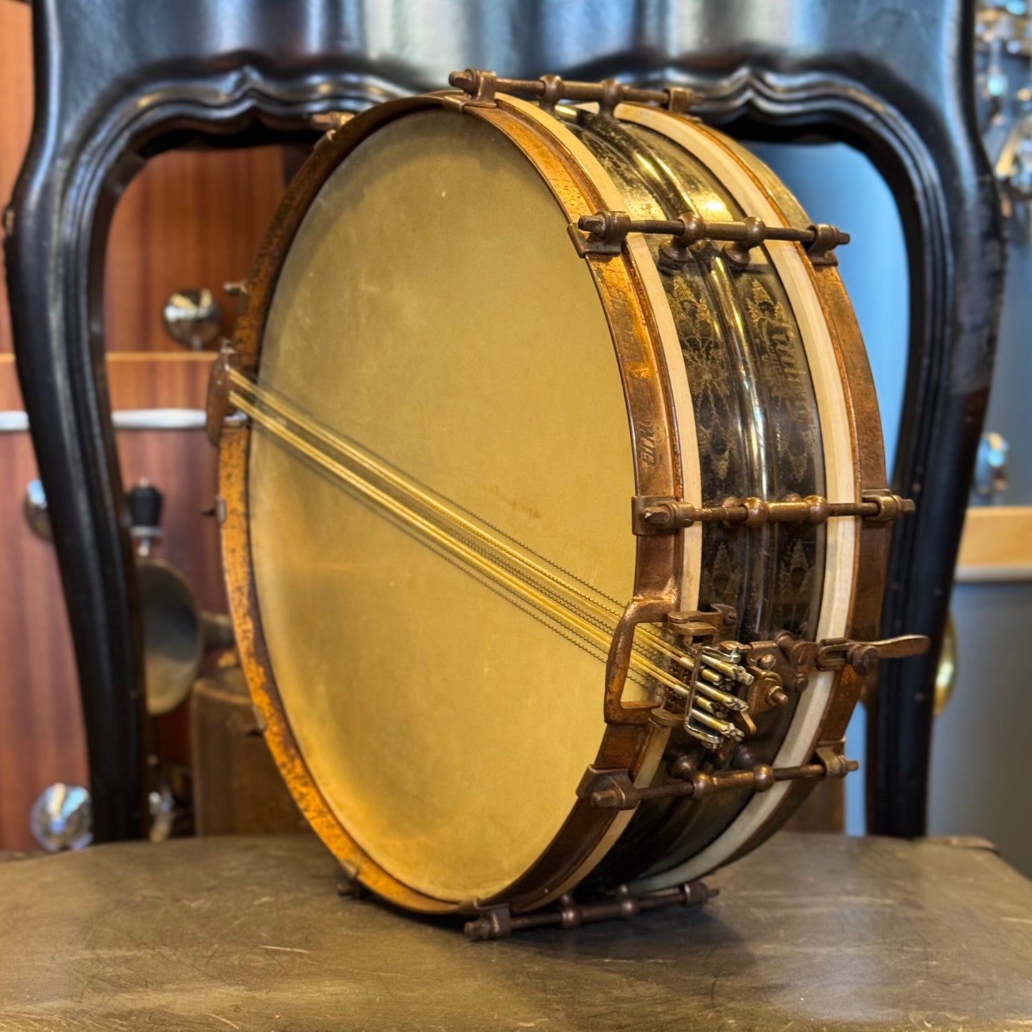 VINTAGE 1927 Ludwig 4x14 De Luxe Super Ludwig "Black Beauty" Super Sensitive Dance Model