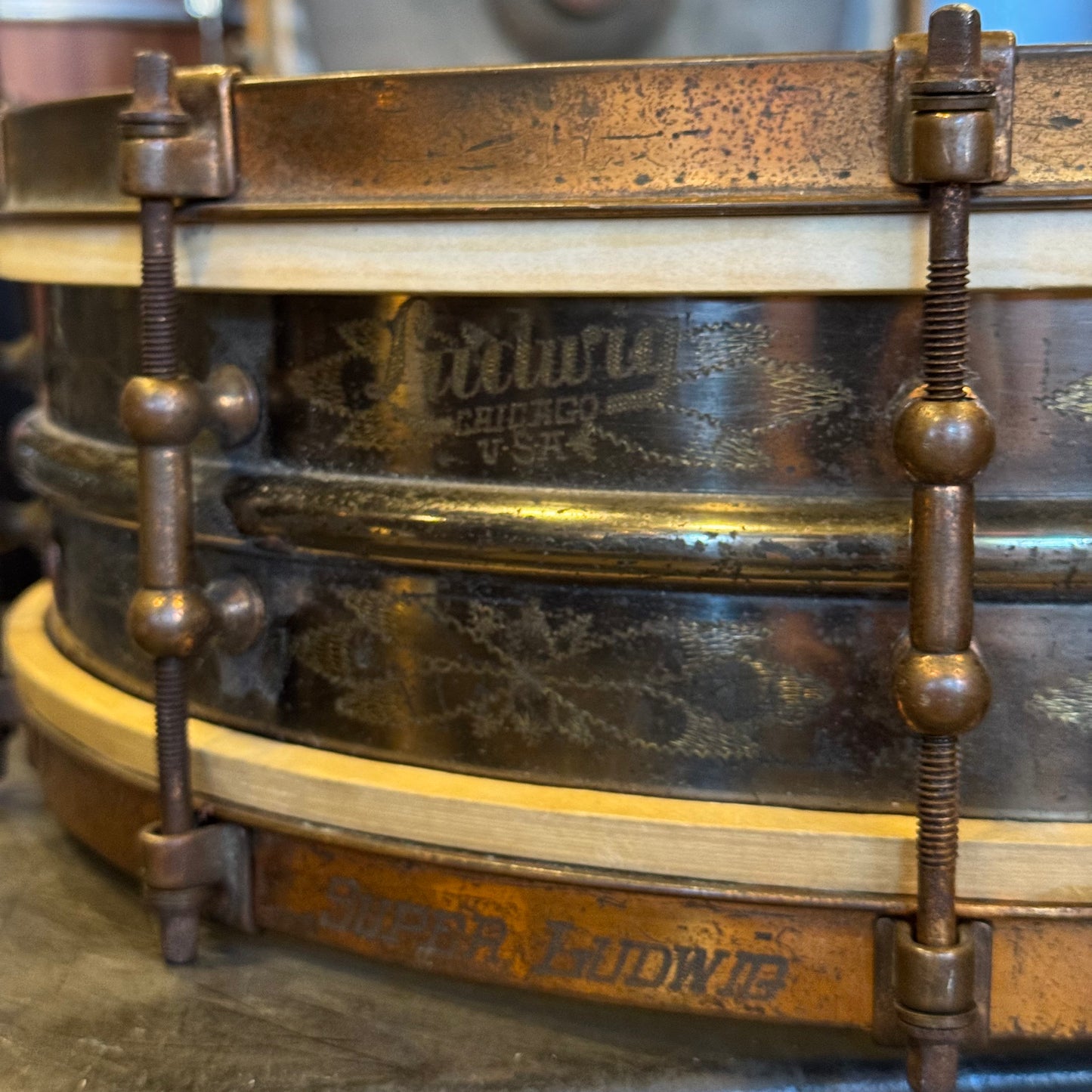 VINTAGE 1927 Ludwig 4x14 De Luxe Super Ludwig "Black Beauty" Super Sensitive Dance Model