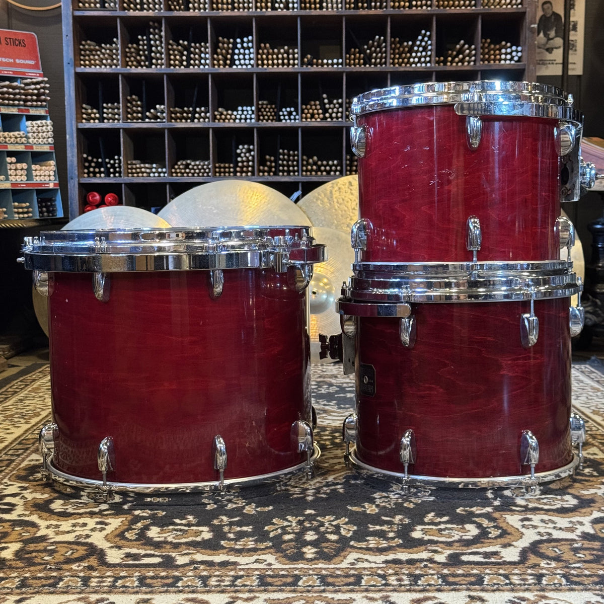 VINTAGE 1980's Gretsch Square Badge Drum Set in Rosewood Gloss - 16x22, 10x12, 11x13, 14x16