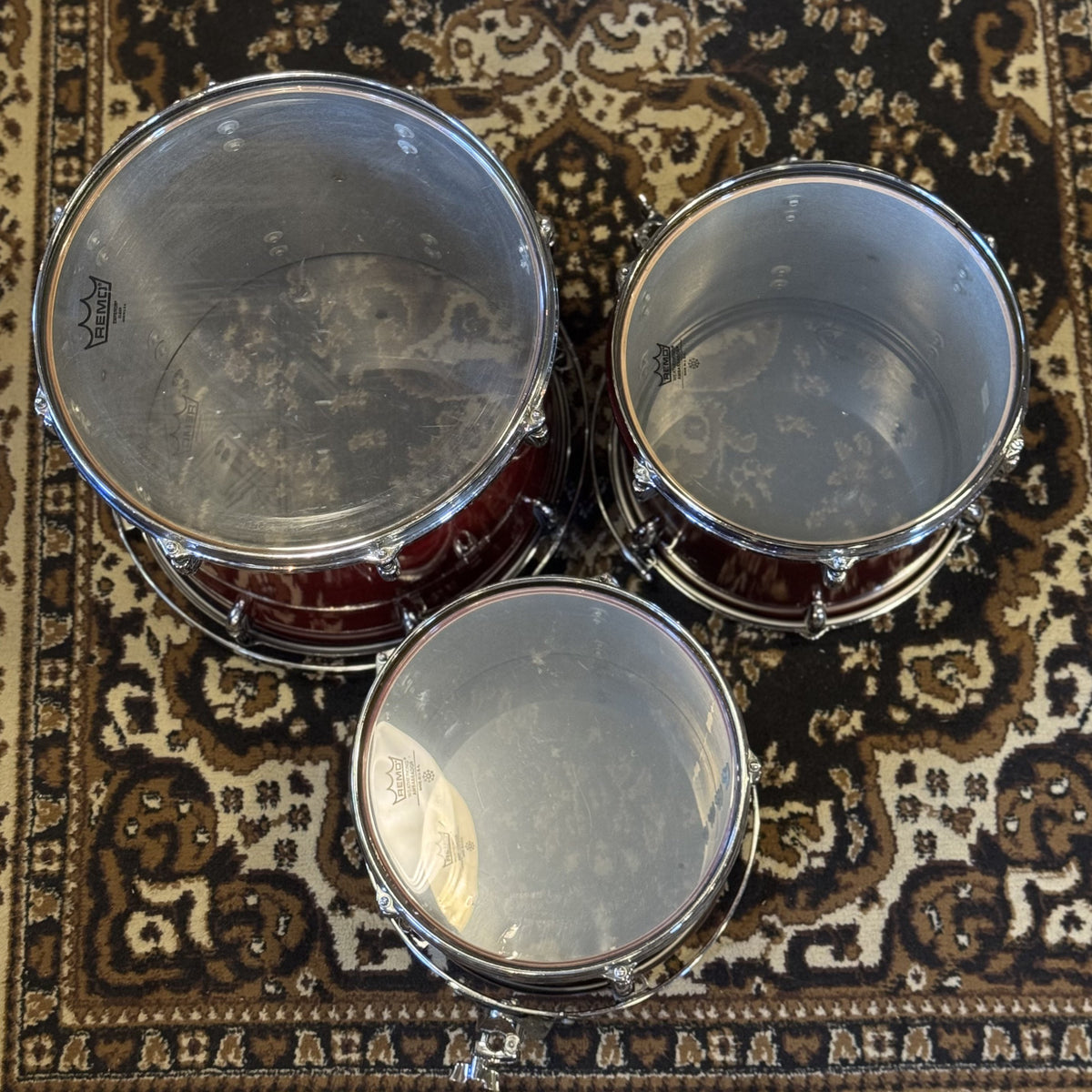 VINTAGE 1980's Gretsch Square Badge Drum Set in Rosewood Gloss - 16x22, 10x12, 11x13, 14x16