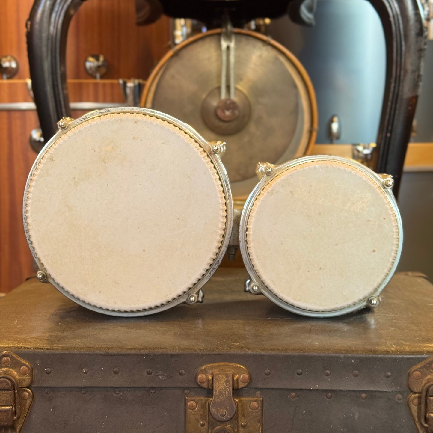 VINTAGE 1960's Rogers Bongos in White Marine Pearl - 6" & 8"
