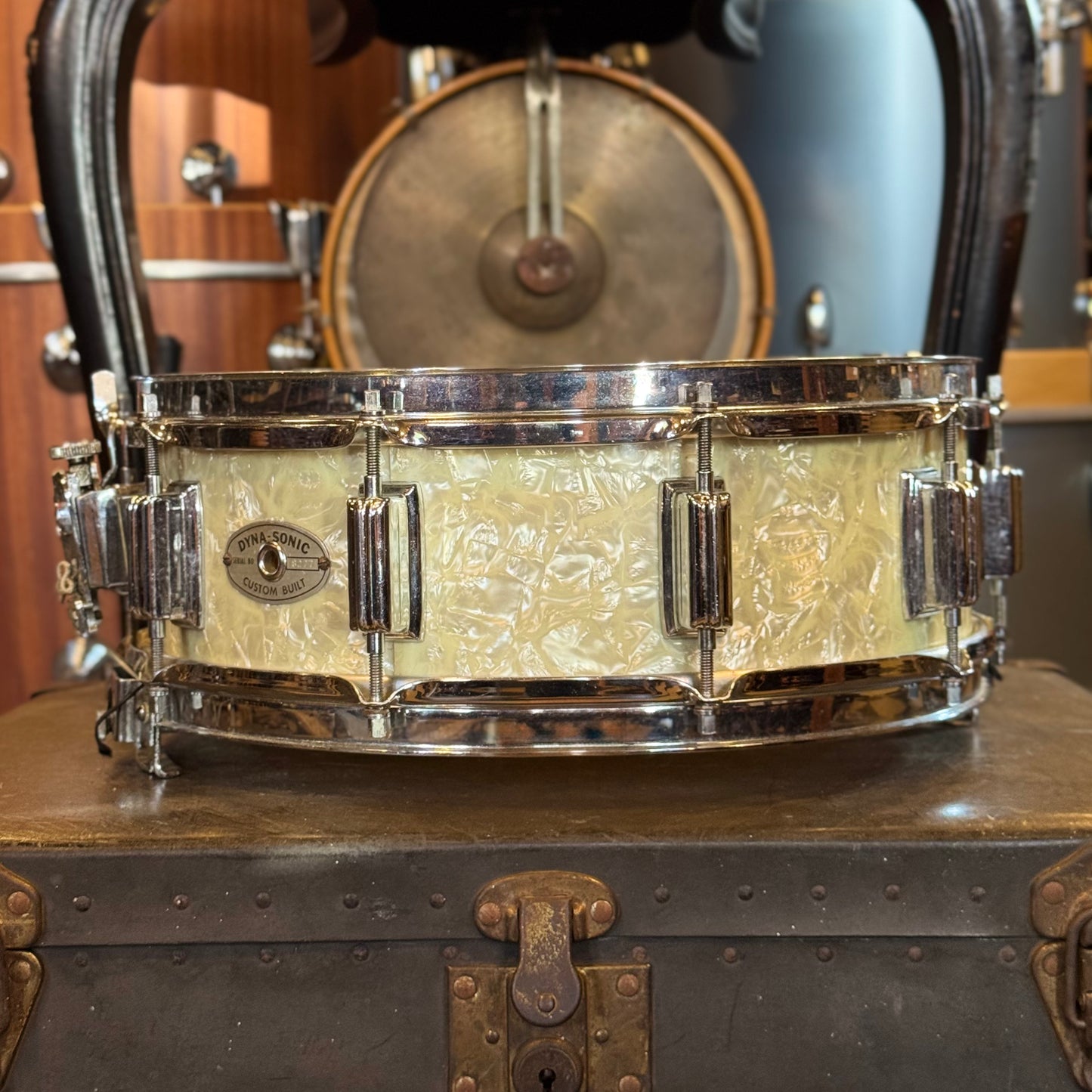 VINTAGE 1960's Cleveland Era 5x14 Wood Dynasonic in White Marine Pearl