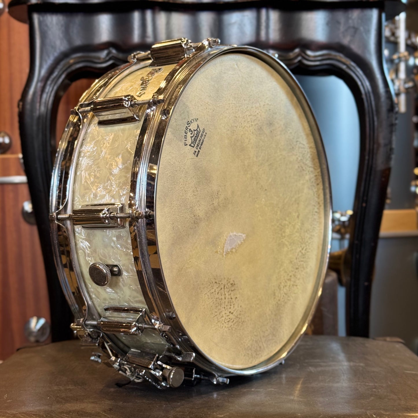 VINTAGE 1960's Cleveland Era 5x14 Wood Dynasonic in White Marine Pearl