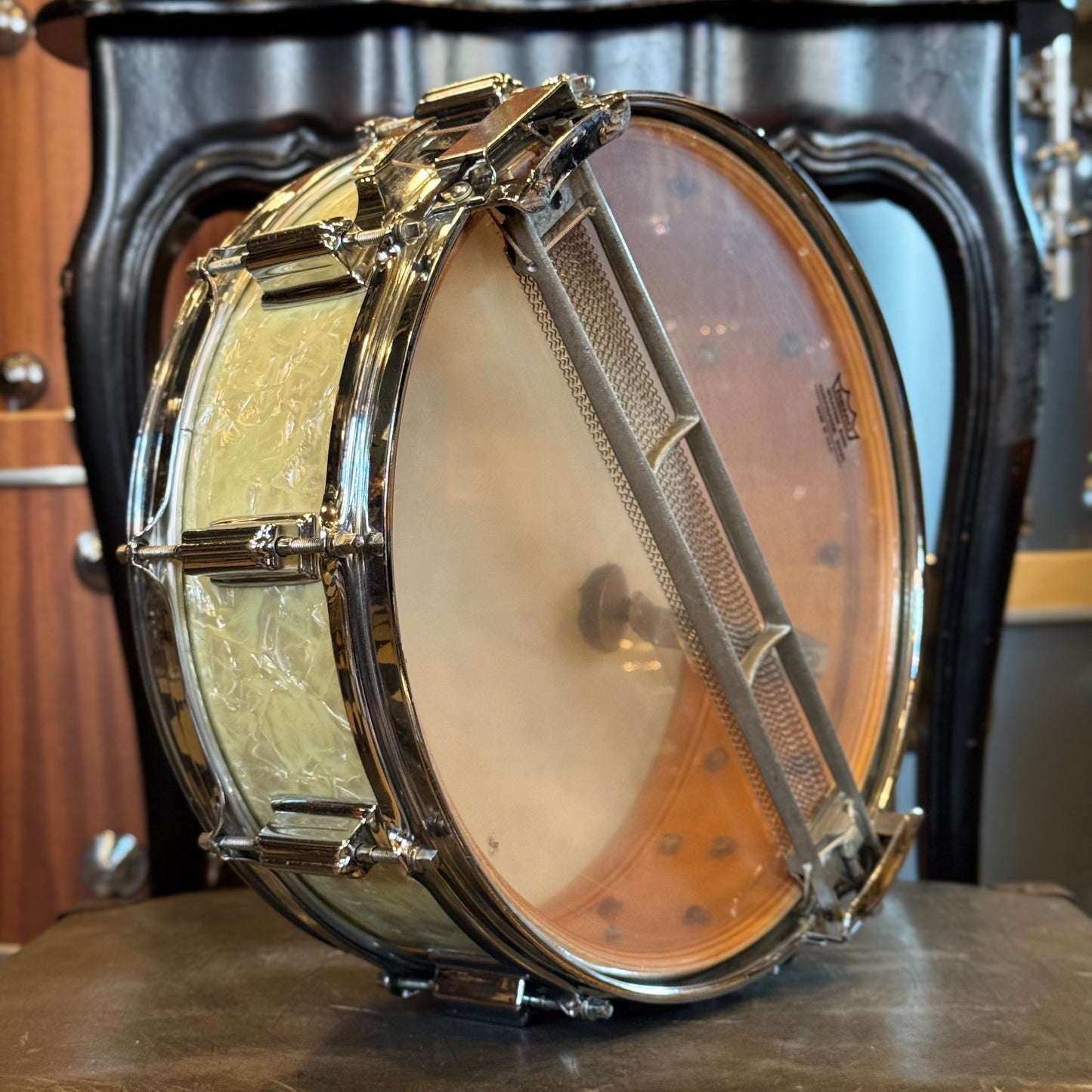 VINTAGE 1960's Cleveland Era 5x14 Wood Dynasonic in White Marine Pearl