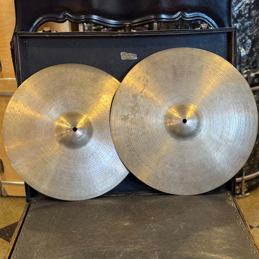 VINTAGE 1940's A. Zildjian 14"&15" Matched Transition Stamp Max Roach Style Hi-Hats - 727/771g